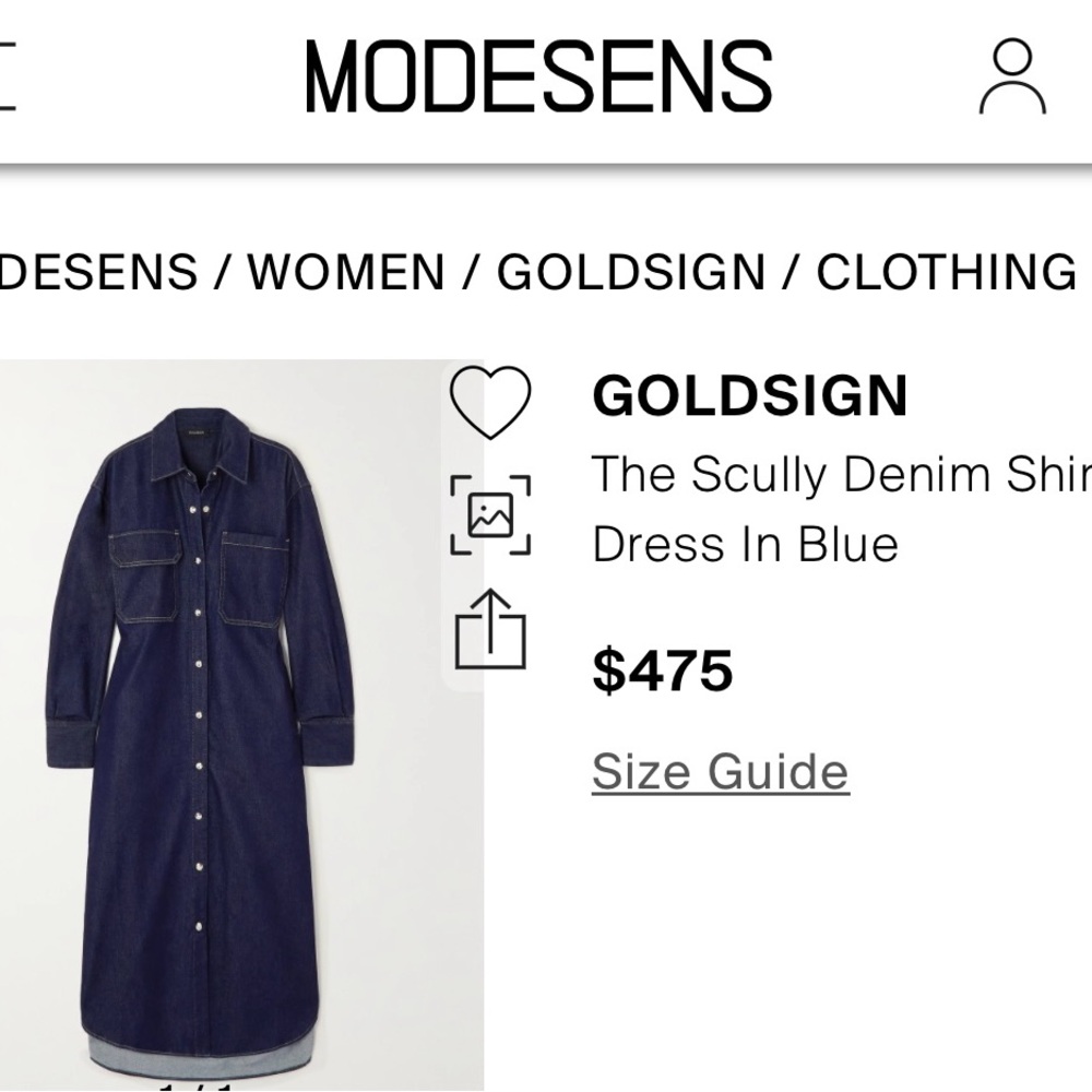 Goldsign Dark Indigo Denim Shirt Dress - Picture 7 of 11
